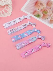 5 件装独角兽图案派对手链，卡通可爱涤纶派对腕带，适合生日派对、圣诞节 - 彩色 - 查看 2