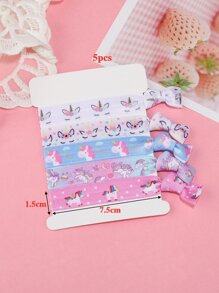 5 件装独角兽图案派对手链，卡通可爱涤纶派对腕带，适合生日派对、圣诞节 - 彩色 - 查看 3