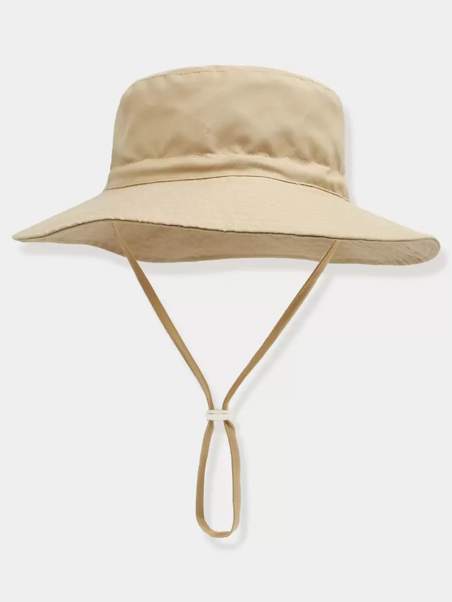 1pc Kids Solid Color Adjustable Size Sun Visor Hat, For Outdoor UV Ion On Vacation - Khaki - View 1