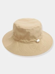 1pc Kids Solid Color Adjustable Size Sun Visor Hat, For Outdoor UV Ion On Vacation - Khaki - View 6