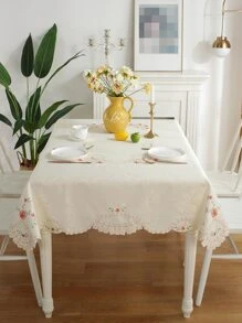 Floral Embroidered Tablecloth - Multicolor - View 2