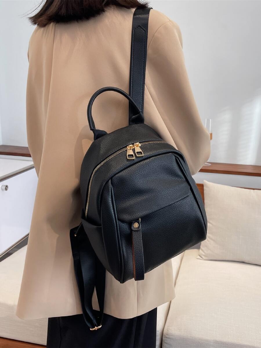 Không thấm nước , Nhẹ Tối giản Textured Ba lô Cổ điển - màu đen - Xem 1