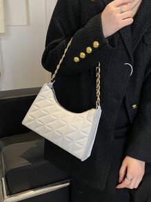 衍縫鏈條法棍包 - 白色 - 查看 4