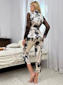 Nina Bonheur Bộ đồ ngủ Nữ Tương phản Mesh Hoa Thanh lịch - Nhiều màu - Xem 2