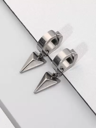 Fashionable and Popular Men Triangle Drop Earrings Stainless Steel Punk Hip Pop Style for Jewelry Gift and for a Stylish Look