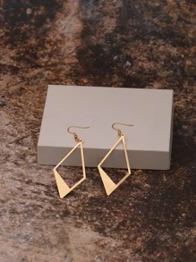 Hollow Out Geometric Drop Earrings - Yellow Gold - View 1