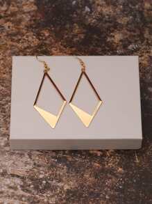 Hollow Out Geometric Drop Earrings - Yellow Gold - View 4