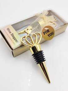 1 pieza Tapón de vino con diseño de corona - Dorado - Ver 1