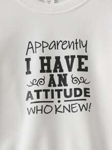 SHEIN Toddler Girls Slogan Graphic Pullover - White - View 3