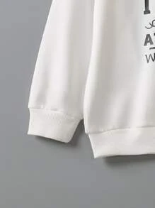 SHEIN Toddler Girls Slogan Graphic Pullover - White - View 4