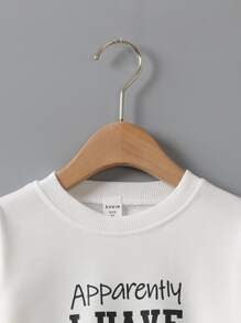 SHEIN Toddler Girls Slogan Graphic Pullover - White - View 5