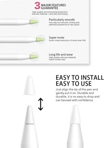 8pcs Solid Tip Compatible With Apple Pencil 1/2 - White - View 3