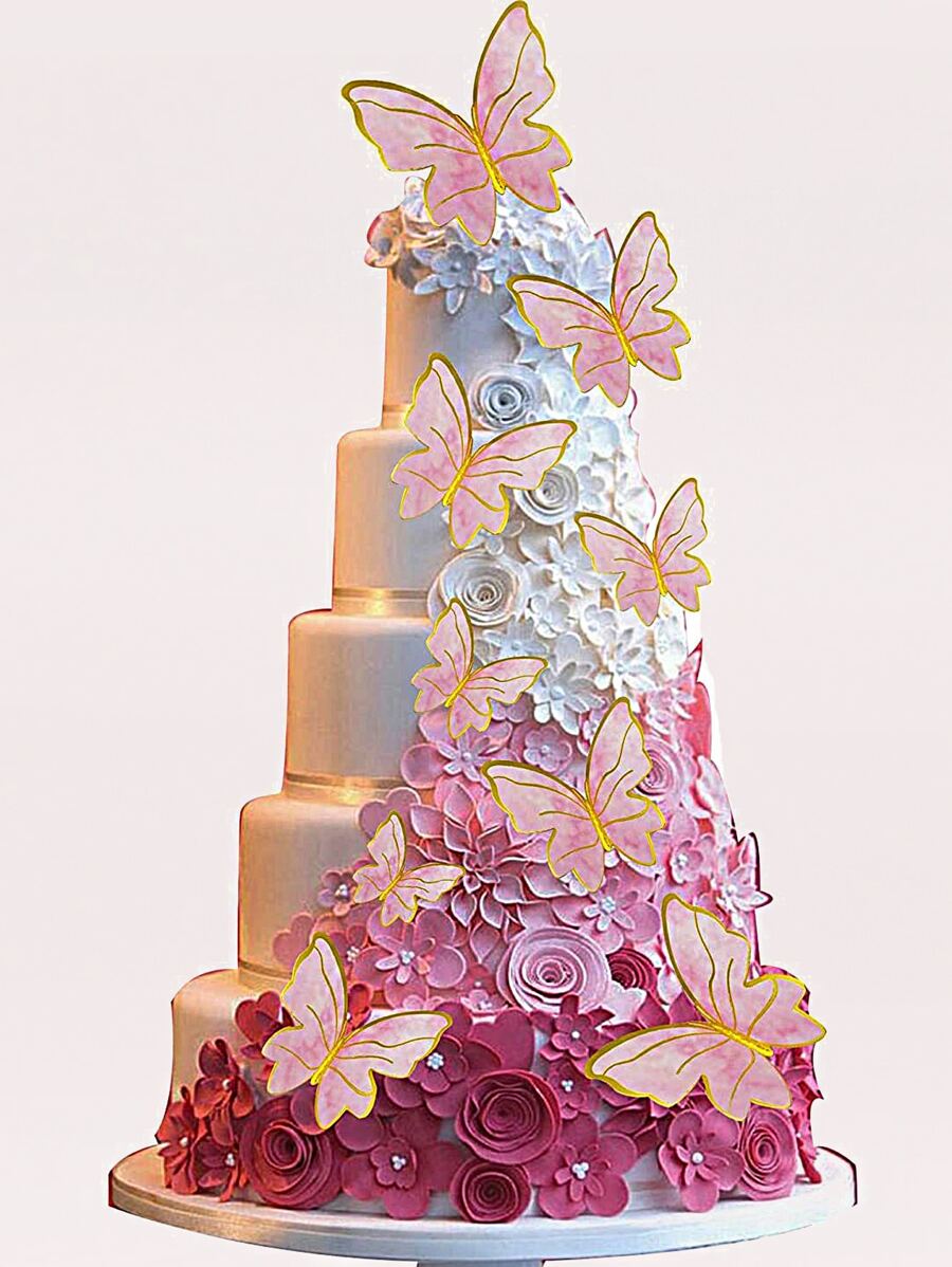 50 piezas Decoración de pastel con diseño de mariposa - Multicolor - Ver 1
