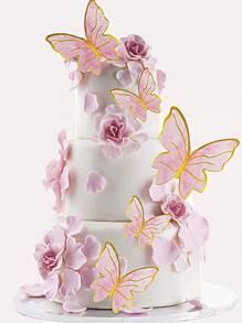 50 piezas Decoración de pastel con diseño de mariposa - Multicolor - Ver 2