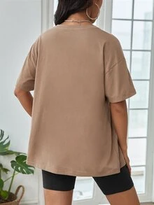 SHEIN Maternity Letter Graphic Tee & Cycling Shorts Set - Multicolor - View 2