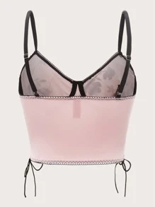 ROMWE Kawaii Áo hai dây Nghề thêu Ren lên Hoa Boho - Hồng - Xem 2