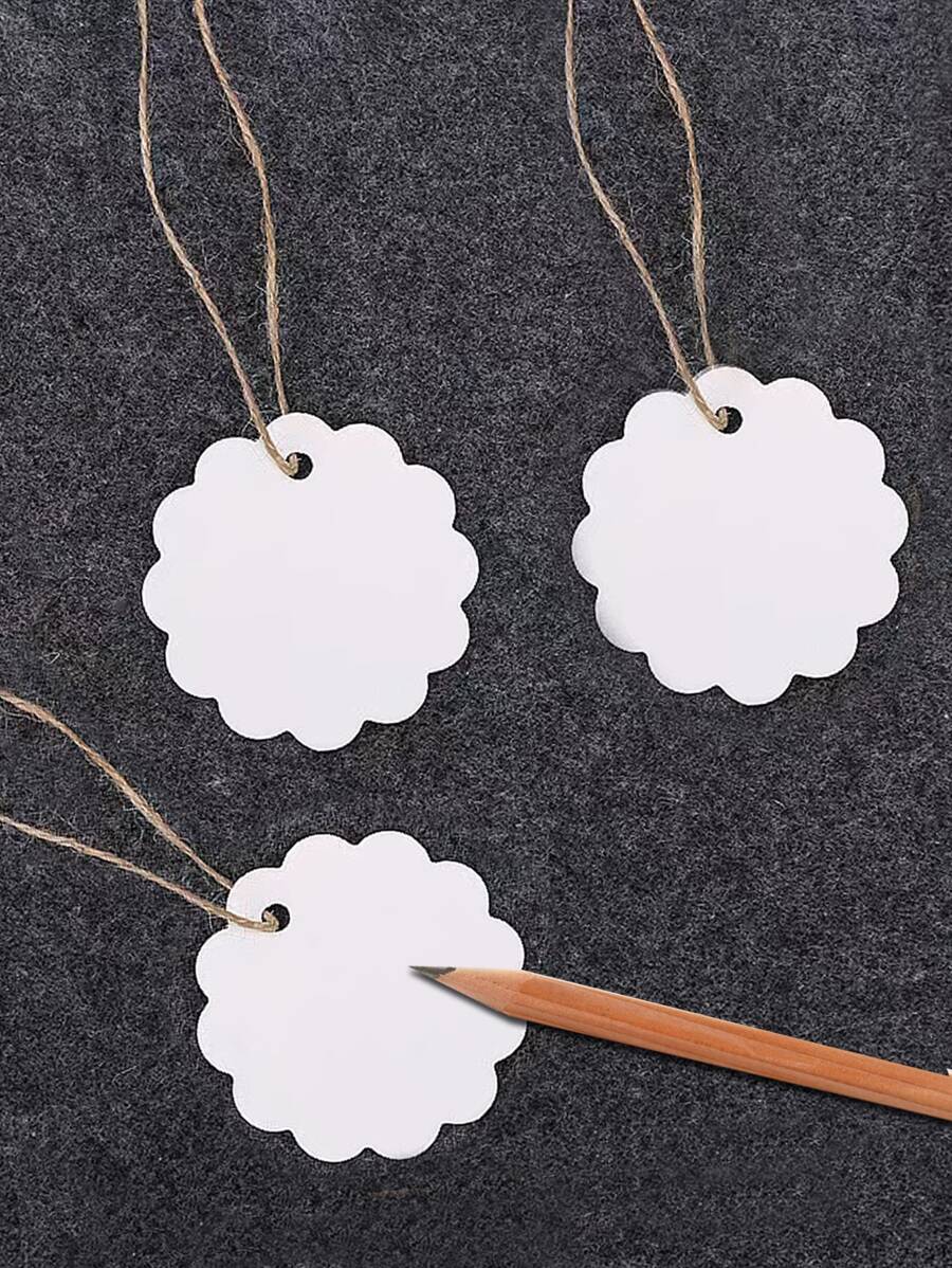 50个普通礼品包装标签情人节 - 白色 - 查看 1