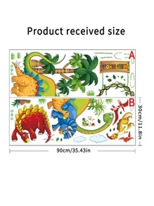 2pcs Dinosaur Pattern Wall Sticker, Stickers, Wall Decal, Vinyl Decal For Home Decorations, Spring Decoration Items Refresh Your Home, Rama Decoration Stickers Gifts Birthday Graduation - Multicolor - View 3