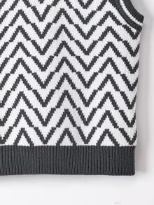 Toddler Girls Chevron Pattern Sweater Vest & Knit Shorts - Multicolor - View 6