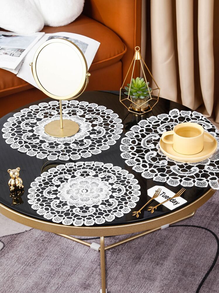 1個 フローラルレース プレースマット - ホワイト - 見る 6