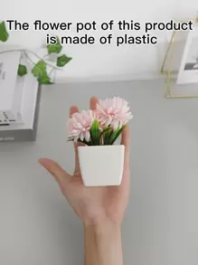 1pc/3pcs Artificial Chrysanthemum Bonsai Plant - Suitable For Indoor Office Desk, Coffee Table, Bathroom, Bedroom, Home, Garden Shelf Decor - Baby Pink - View 6