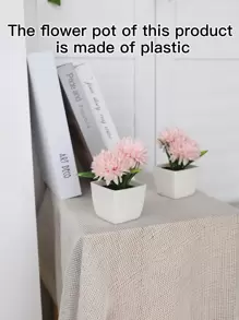 1pc/3pcs Artificial Chrysanthemum Bonsai Plant - Suitable For Indoor Office Desk, Coffee Table, Bathroom, Bedroom, Home, Garden Shelf Decor - Baby Pink - View 7