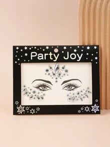 Party Joy 1 paquete de 3D Joyas para la cara, pegatinas de gemas de resina para cara, tatuajes temporales, maquillaje de disfraz para fiestas, actuaciones en el escenario - Blanco - Ver 1