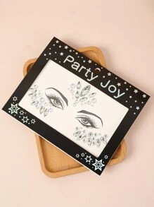 Party Joy 1 paquete de 3D Joyas para la cara, pegatinas de gemas de resina para cara, tatuajes temporales, maquillaje de disfraz para fiestas, actuaciones en el escenario - Blanco - Ver 2