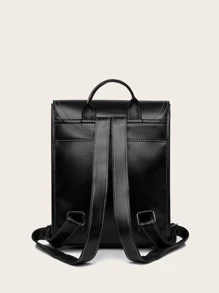 LECEY Minimalist Flap Backpack - Black - View 6