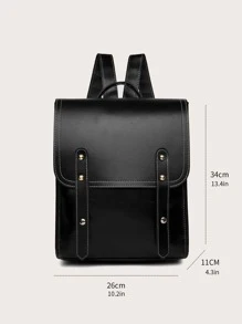 LECEY Minimalist Flap Backpack - Black - View 2