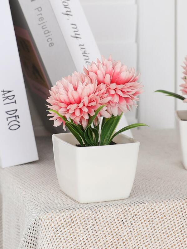 1pc/3pcs Artificial Chrysanthemum Bonsai Plant - Suitable For Indoor Office Desk, Coffee Table, Bathroom, Bedroom, Home, Garden Shelf Decor