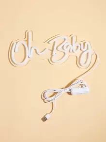 CHI-BUY 1 件 Oh Baby LED 霓虹灯，绿色霓虹灯剪影壁灯，游戏室装饰，家居装饰，生日礼物，墙壁艺术，小夜灯，适合男孩、朋友、生日、圣诞节，5V USB 供电，带开关 - 白色 - 查看 6