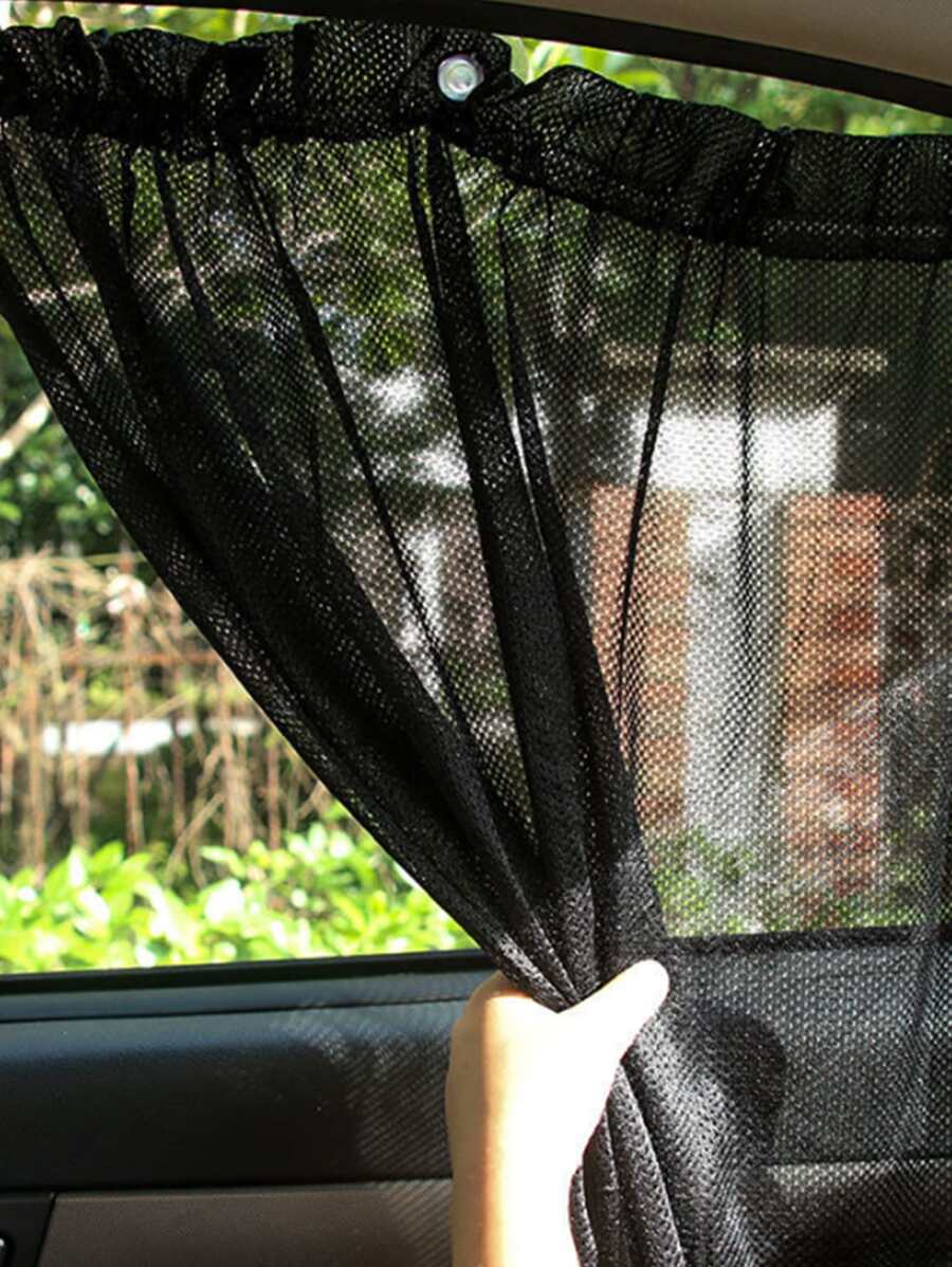 2pcs Car Sun Shade Curtain - Black - View 1