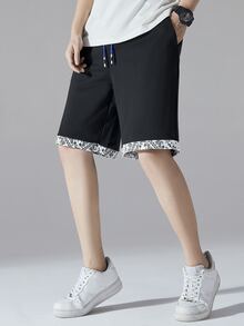 Manfinity Men Paisley Print Drawstring Waist Shorts - Black - View 3