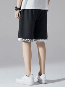 Manfinity Men Paisley Print Drawstring Waist Shorts - Black - View 2