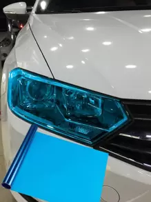 1/2pcs Headlight Tint Film, Easily Applicable Decorative Headlight/Taillight Tint Overlays - Blue - View 5