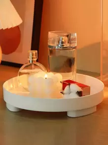 1 Đồng Màu Để Bàn Khay Chứa, Bắc Âu Nhựa Hình Tròn Khay Chứa Cho Bàn Làm Việc - trắng - Xem 5