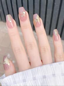 24ピース ラインストーンデコレーション ネイルチップ 1個 つめやすり 1シート ネイル テープ