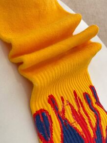 2雙男士火焰圖案中筒襪 - 彩色 - 查看 2