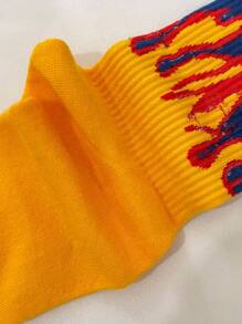 2雙男士火焰圖案中筒襪 - 彩色 - 查看 3