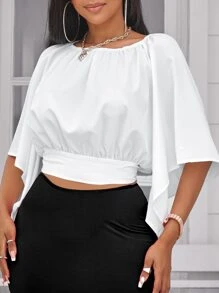 Chiquease Solid Tie Back Crop Blouse - White - View 5