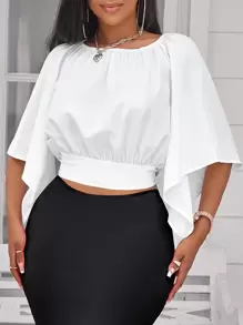 Chiquease Solid Tie Back Crop Blouse - White - View 6