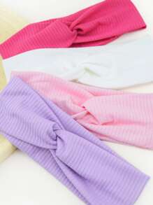 4pcs Women's Solid Color Criss-cross Headbands & Striped Hairbands Suitable For Daily Wear - Multicolor - View 6