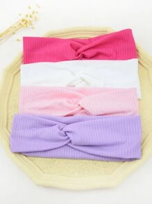 4pcs Women's Solid Color Criss-cross Headbands & Striped Hairbands Suitable For Daily Wear - Multicolor - View 7