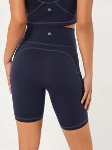 GLOWMODE 8" Powersculpt™ Reflective Stitch Side Pocket Bike Shorts - Navy Blue - View 7