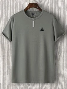 Manfinity Homme Men Letter Embroidery Tee Without Necklace - Grey - View 1