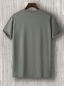 Manfinity Homme Men Letter Embroidery Tee Without Necklace - Grey - View 2