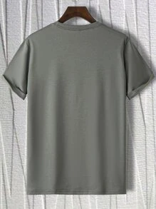 Manfinity 男士標語和印花T恤 - 灰色 - 查看 2