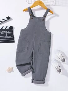 SHEIN Toddler Boys Dual Pocket Overall Jumpsuit - Dark Grey - View 1