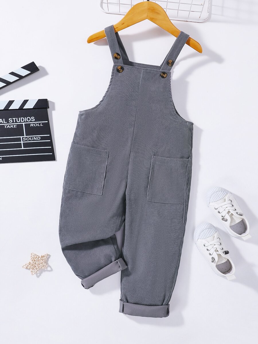 SHEIN Toddler Boys Dual Pocket Overall Jumpsuit - Dark Grey - View 1